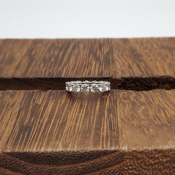 Size 6 925 Sterling Silver 4.5 Carats Of Moissanite Diamonds Ring - Picture 1 of 9